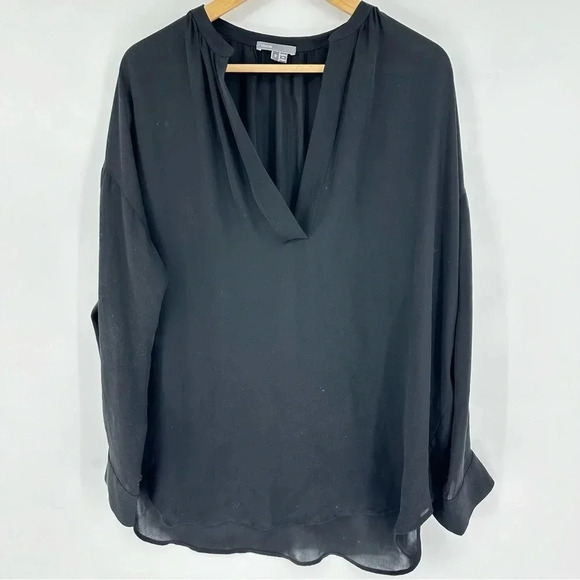 Vince Slit crepe Silk popover blouse - Picture 2 of 8
